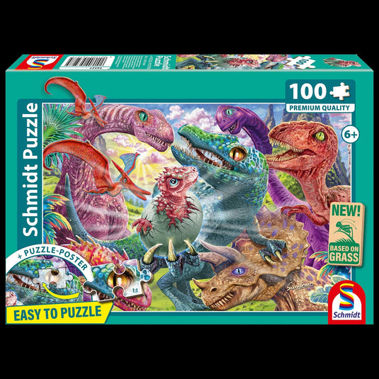 Small Dinosaurs Big Adventures 100 Piece Jigsaw Puzzle by Schmidt Puzzle - 1