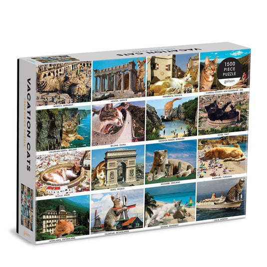 Vacation Cats 1500 Piece Jigsaw Puzzle by Galison - 1