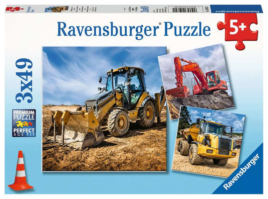 Diggers at Work 3 x 49 Piece Jigsaw Puzzle by Ravensburger - 1
