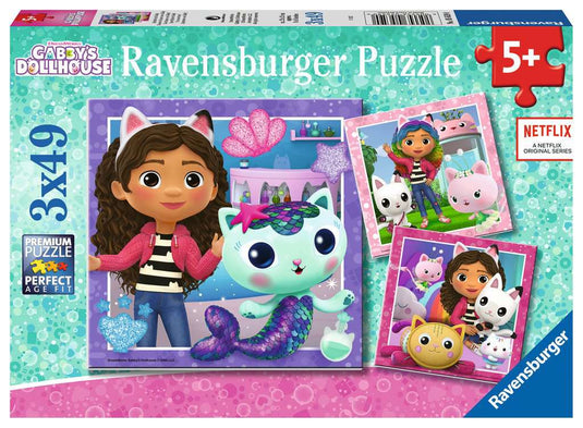 Gabby's Dollhouse 3 x 49 Piece Jigsaw Puzzle by Ravensburger - 1