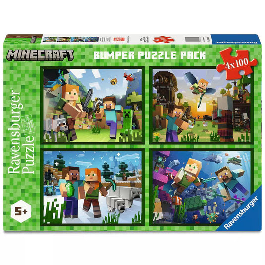 Minecraft 4x100 Piece Jigsaw Puzzle by Ravensburger - 1