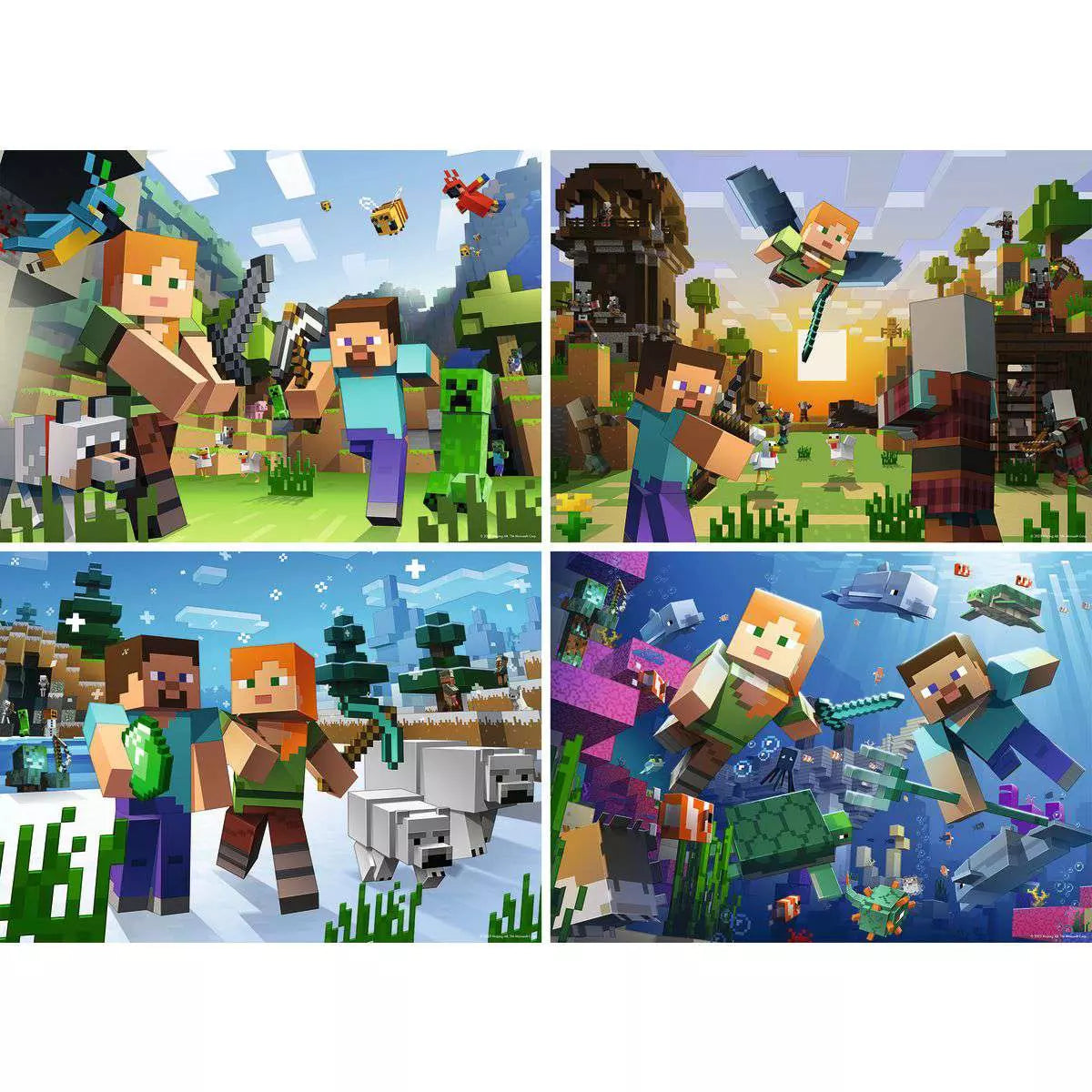 Minecraft 4x100 Piece Jigsaw Puzzle by Ravensburger