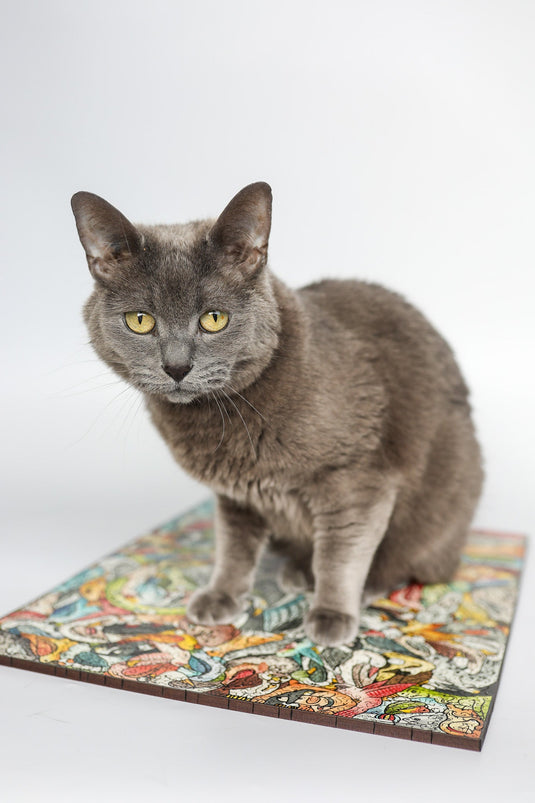 Feline Tessellation by Cedarfell 603 Piece Wooden Jigsaw Puzzle by Stumpcraft