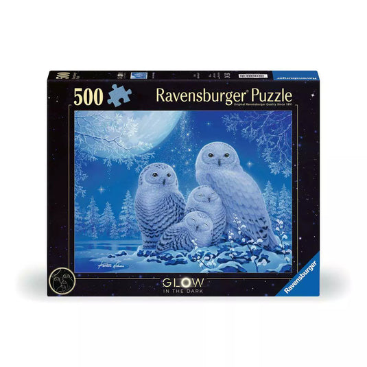 Owls in the Moonlight 500 Piece Glow In the Dark Jigsaw Puzzle by Ravensburger - 1