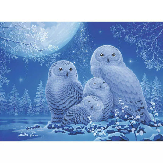 Owls in the Moonlight 500 Piece Glow In the Dark Jigsaw Puzzle by Ravensburger - 2