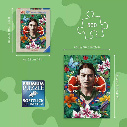Frida Kahlo, Blooming Fantasy 500 Piece Jigsaw Puzzle by Ravensburger