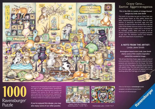 Crazy Cat's Easter Eggstravaganza 1000 Piece Jigsaw Puzzle by Ravensburger