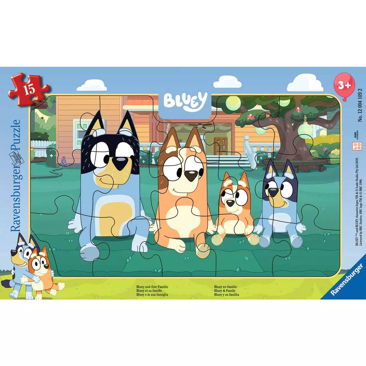 Bluey and his Family Frame Puzzle 15 Piece Jigsaw Puzzle by Ravensburger