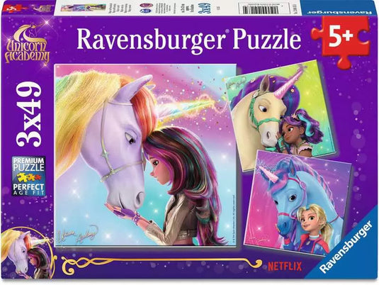 Unicorn Academy 3x49 Piece Jigsaw Puzzle by Ravensburger