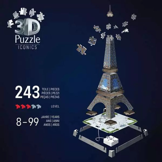 Iconics 3D Eiffel Tower Night Ed. 216 Piece 3D Jigsaw Puzzle by Ravensburger