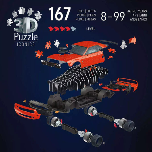 3D Iconics Dodge Challenger 108 Piece Jigsaw Puzzle by Ravensburger