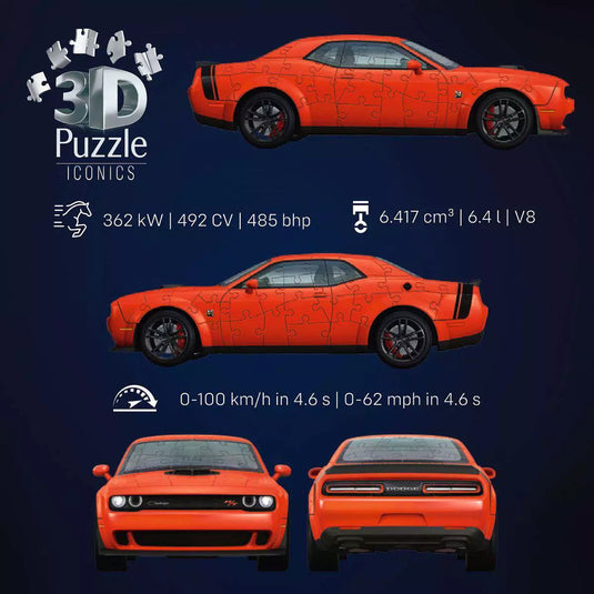 3D Iconics Dodge Challenger 108 Piece Jigsaw Puzzle by Ravensburger
