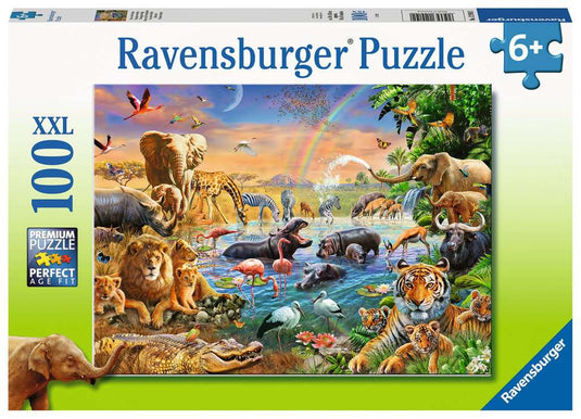 Savannah Jungle Waterhole 100 Piece Jigsaw Puzzle by Ravensburger - 1