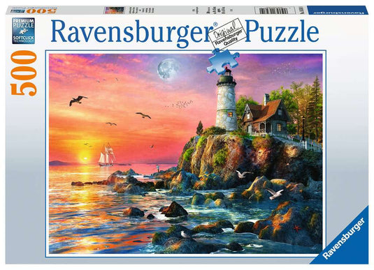 Lighthouse at Sunset 500 Piece Jigsaw Puzzle by Ravensburger - 2