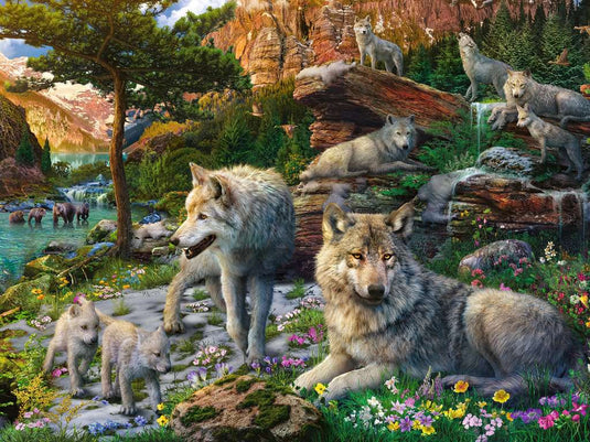 Wolves in Spring 1500 Piece Jigsaw Puzzle - 2