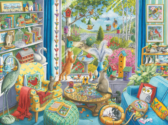 The Bird Watchers 750 Piece XL Jigsaw Puzzle by Ravensburger - 1