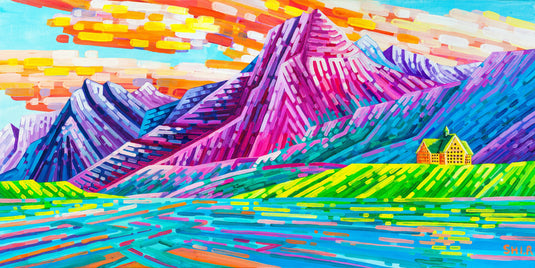 Prismatic Peaks (Waterton Lakes) by Ruolin Shi 305 Piece Wooden Jigsaw Puzzle by Stumpcraft (Copy)