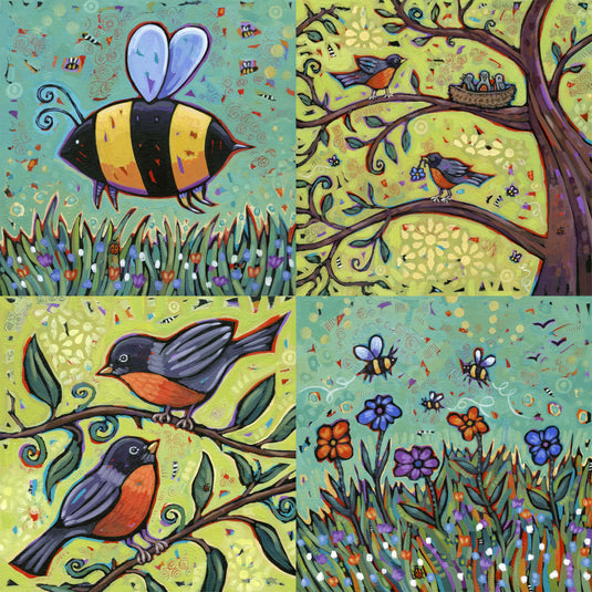 Birds & Bees by Pam Weber 284 Piece Wooden Jigsaw Puzzle by Stumpcraft