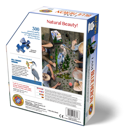 I Am Blue Heron 300 Piece Puzzle by Madd Capp Box Back