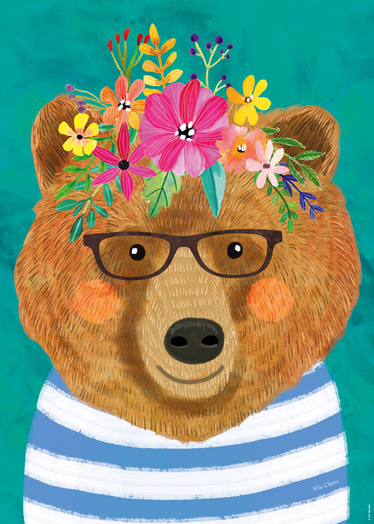 Floral Friends: Gentle Bruin 1000 Piece Jigsaw Puzzle by Heye