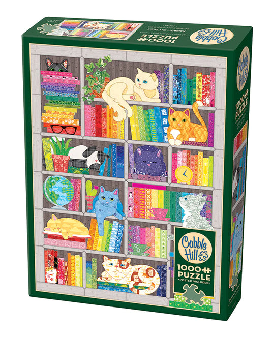 Rainbow Cat Quilt 1000 Piece Jigsaw Puzzle by Cobble Hill