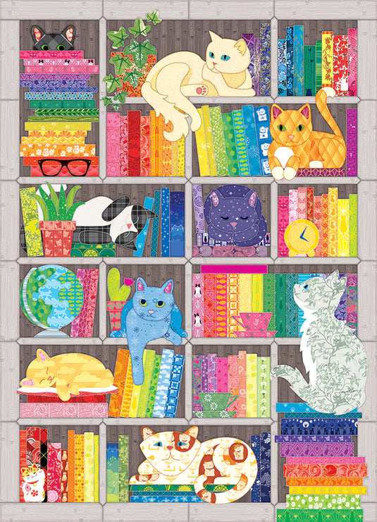 Rainbow Cat Quilt 1000 Piece Jigsaw Puzzle by Cobble Hill