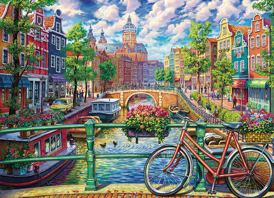 Amsterdam Canal 1000 Piece Jigsaw Puzzle by Cobble Hill - 2