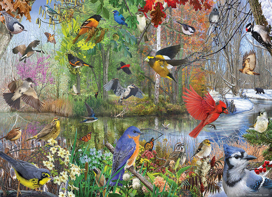 Birds of the Season 1000 Piece Jigsaw Puzzle by Cobble Hill - 2