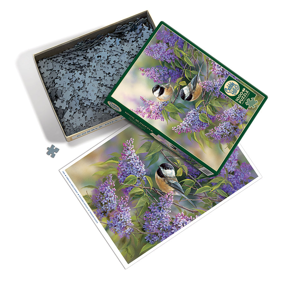 Chickadees and Lilacs 1000 Piece Jigsaw Puzzle by Cobble Hill