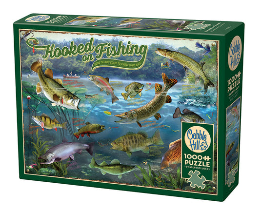 Hooked on Fishing 1000 Piece Jigsaw Puzzle by Cobble Hill - 1