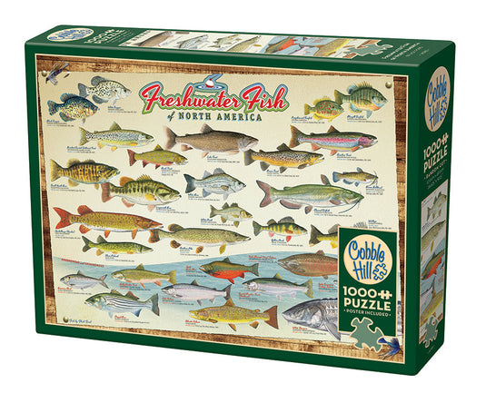 Freshwater Fish of North America 1000 Piece Jigsaw Puzzle by Cobble Hill - 1