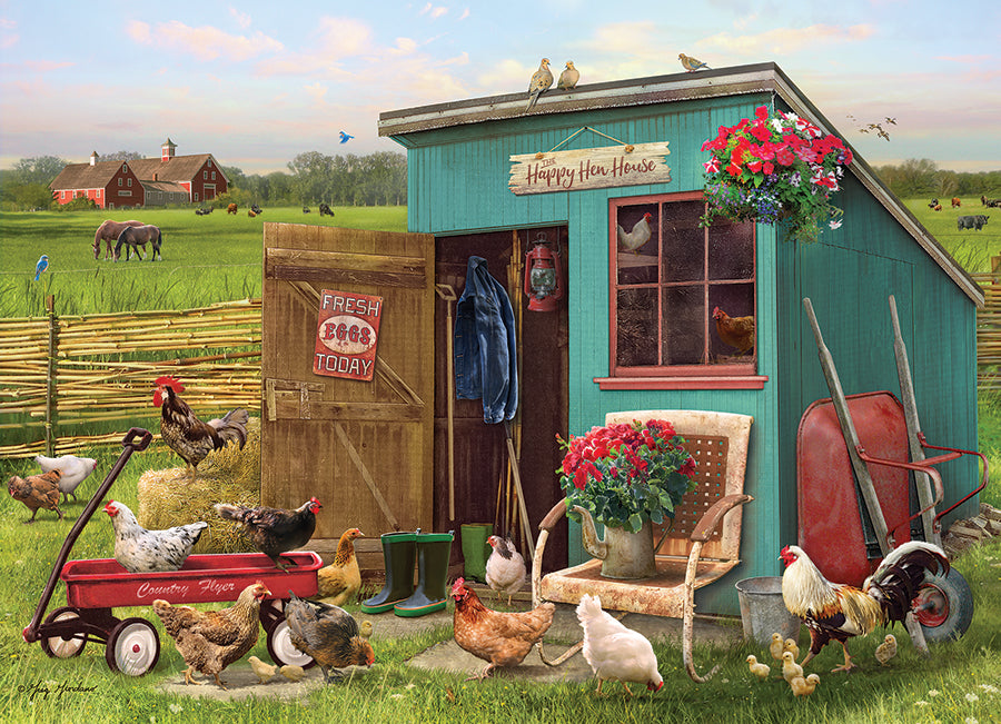 The Happy Hen House 1000 Piece Jigsaw Puzzle by Cobble Hill