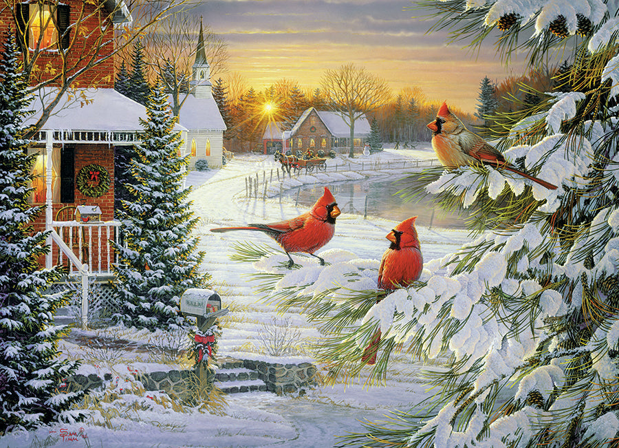 Sunset Cardinals 1000 Piece Jigsaw Puzzle by Cobble Hill
