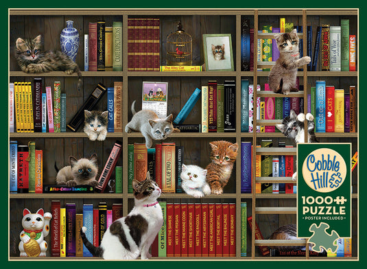 Kitty Librarians 1000 Piece Jigsaw Puzzle by Cobble Hill - 3