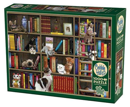 Kitty Librarians 1000 Piece Jigsaw Puzzle by Cobble Hill - 1