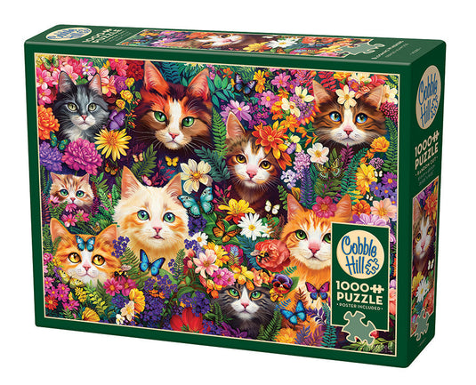 Blooming Whiskers 1000 Piece Jigsaw Puzzle by Cobble Hill - 1