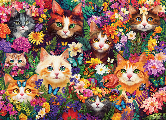 Blooming Whiskers 1000 Piece Jigsaw Puzzle by Cobble Hill - 2