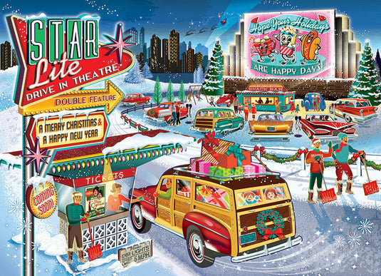 Holiday Drive In 1000 Piece Jigsaw Puzzle by Cobble Hill - 2