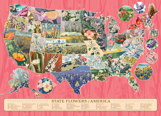 State Flowers of America 1000 Piece Jigsaw Puzzle by Cobble Hill - 2