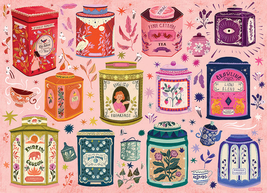 Tea Tin Treasures 1000 Piece Jigsaw Puzzle by Cobble Hill - 2