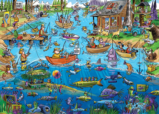 DoodleTown: Gone Fishing 1000 Piece Jigsaw Puzzle by Cobble Hill