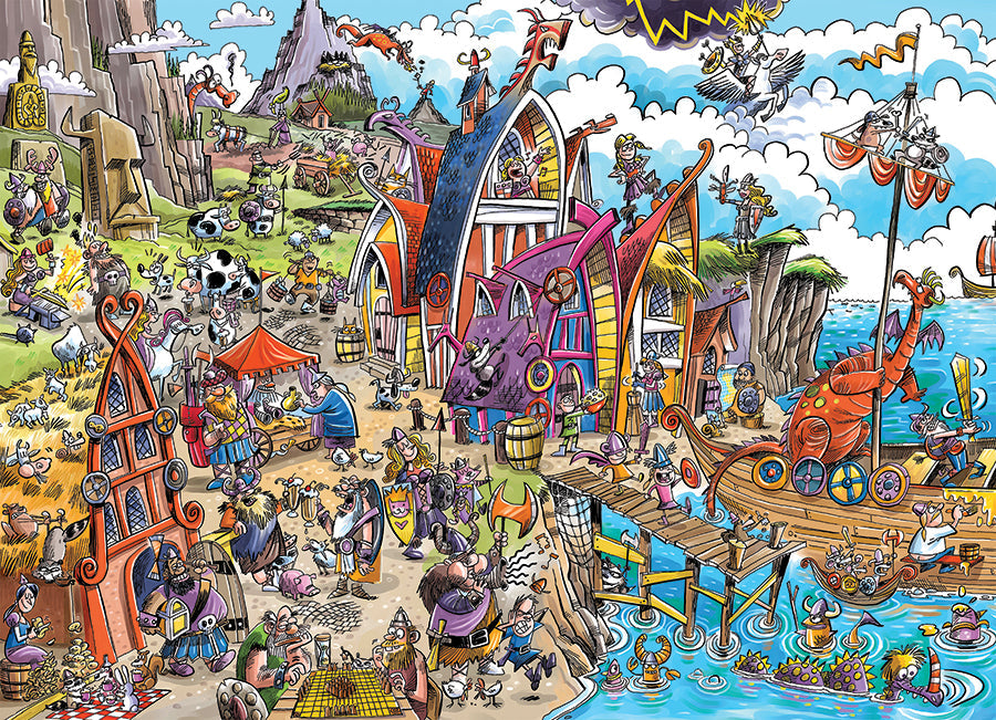 DoodleTown: Viking Village 1000 Piece Jigsaw Puzzle by Cobble Hill