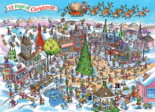 DoodleTown: 12 Days of Christmas 1000 Piece Jigsaw Puzzle by Cobble Hill