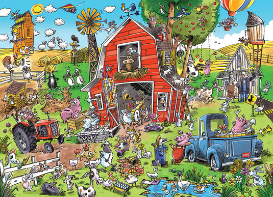 DoodleTown: Farmyard Folly 1000 Piece Jigsaw Puzzle by Cobble Hill - 2