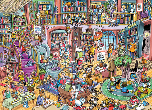 DoodleTown: Bookshop Bedlam 1000 Piece Jigsaw Puzzle by Cobble Hill