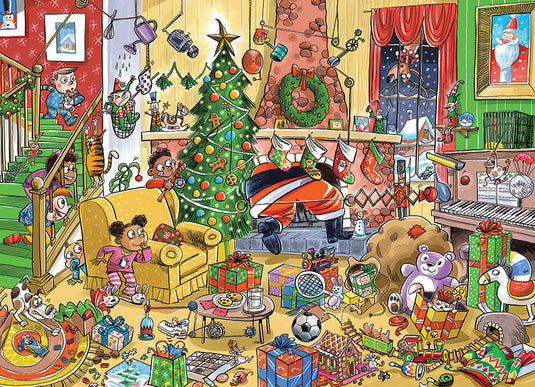 DoodleTown: Catching Santa 1000 Piece Jigsaw Puzzle by Cobble Hill - 2