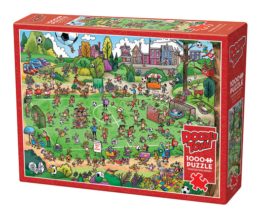 DoodleTown: Offside Antics 1000 Piece Jigsaw Puzzle by Cobble Hill - 1