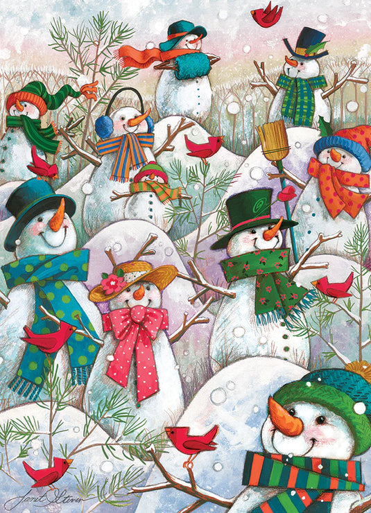 Hill of a Lot of Snowmen 500 Piece Jigsaw Puzzle by Cobble Hill