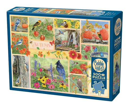 Garden Birds in Autumn 500 Piece Jigsaw Puzzle by Cobble Hill - 1