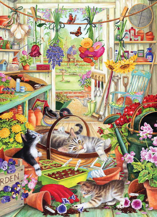 Potting Shed Cats 500 Piece Jigsaw Puzzle by Cobble Hill - 2